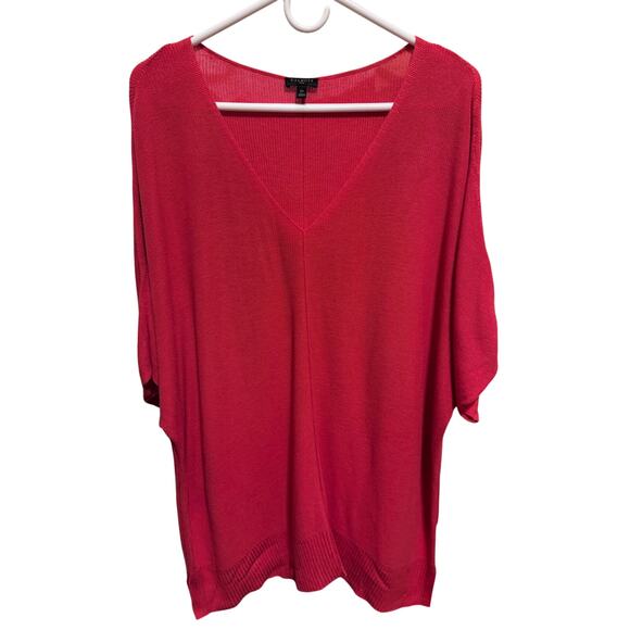 Talbots Red Lightweight Plus Size V-Neck Short Sleeve Sweater Shirt Size 3X - Picture 1 of 8